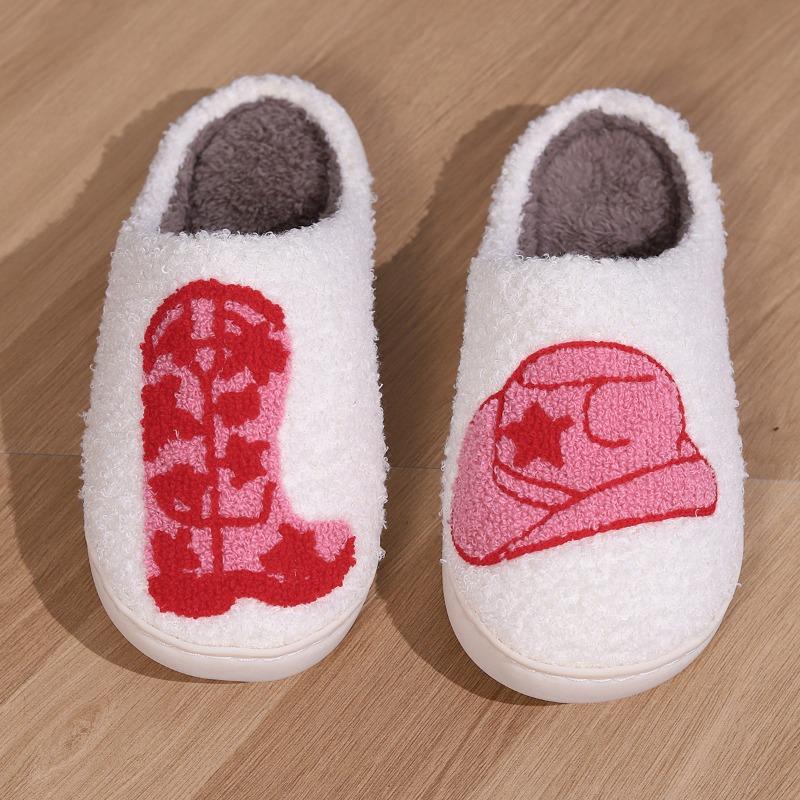 Cartoon strawberry winter warm cotton slippers couple home indoor plush slippers
