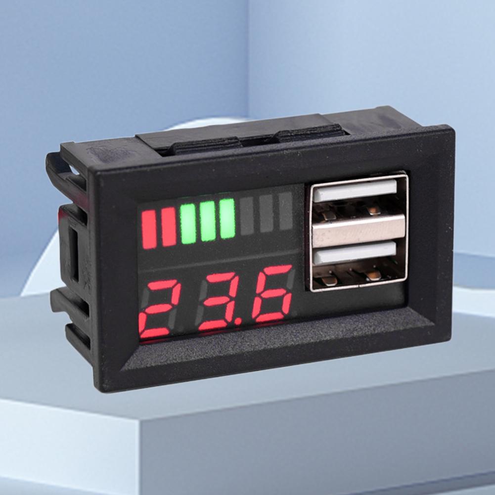 12V Battery Capacity Indicator 5V 2A Battery Voltage Indicator Digital Voltmeter for Truck Motorcycle Lithium Lead Acid Battery
