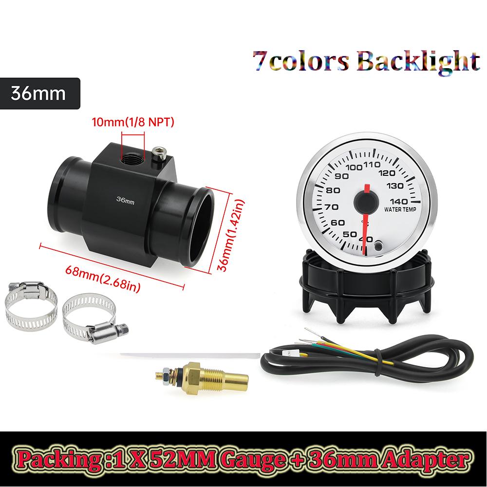 40-120℃ 52MM Wassertemperaturanzeige 12V Universeller Digitaler Auto-Wassertemperaturanzeiger mit Wassertemperatur-Adapter 26-30mm