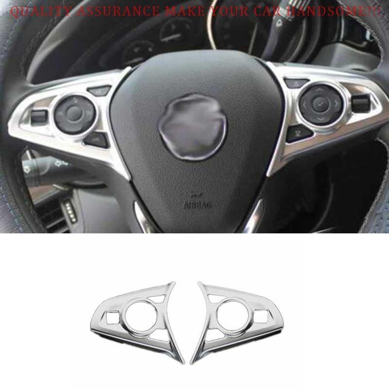 For Buick Envision 2016-2020 Matte Silver Steering Wheel Control Cover Trim 2PCS