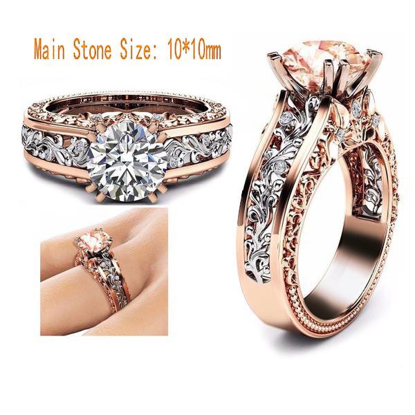 Trendy Two-Tone Ladies' Ring: 14k Rose Gold-Plated Alloy