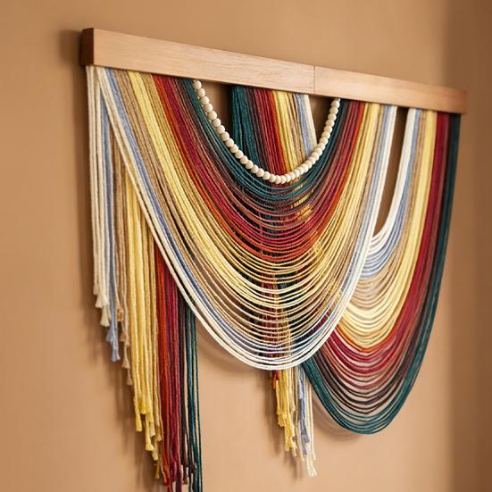 Decorazione da Parete Boho Arazzo Boemo Arte da Parete Fatta a Mano con Nappa Grande Sfondo in Corda di Cotone Intrecciata per Soggiorno Camera da Letto Asilo