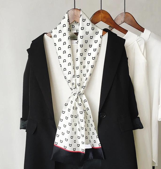 Choice Long Small Women Silk Scarf Tie Decorated Professional Neck Cover Multi-functional Tin Spring Travel Ladies Neckerchiefs