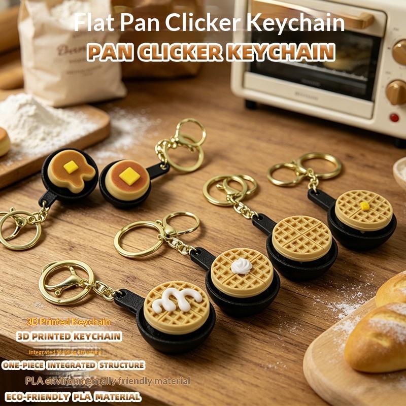 Calming Keychain Keys Finger Button Anti-Stress Toys Rabbit Cake Heart Waffles Funny Decompression Gifts For Children Adults
