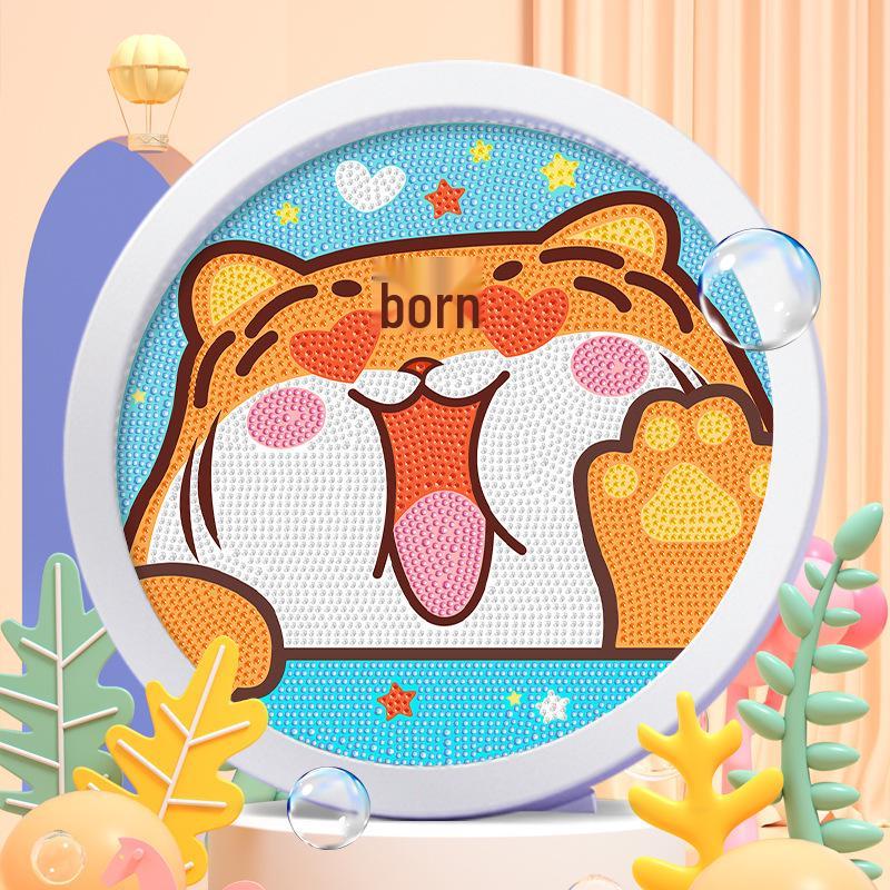 Round Frame Unicorn Diamond Painting Kit: Creative DIY Children's Handmade Sticker Art with Frame