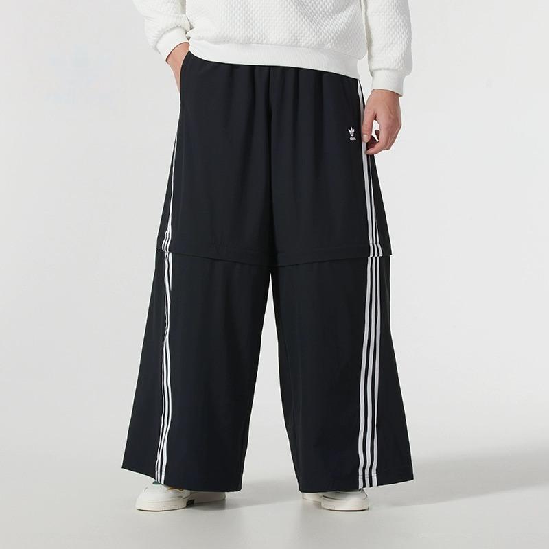 Adidas Originals TP Oversized Zip Off Loose Striped Casual Pants Unisex Pants Black KA2760