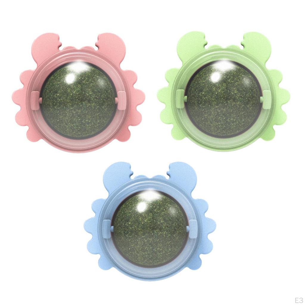 Catnip Balls Edible Rotatable with Lid Removable Healthy for Treats Playing Grinding Kitten Chewing