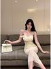 Floral Patchwork Mesh Sling Maxi Dress - Sexy Slimming Bodycon Skirt for Women