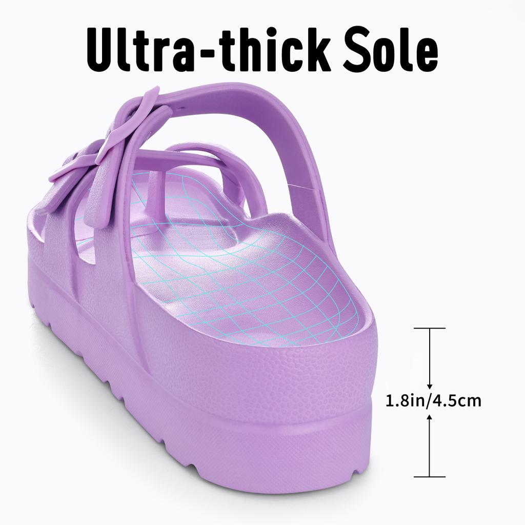 Fashion Smile Double Buckle Sandals Men EVA Flat Slippers Men Comfy Slide Sandals Men Lightweight Thick Non Slip Sole Sandals For Women