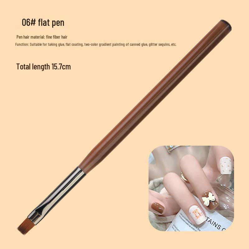 9dílná japonská průsvitná hnědá sada štětců na nail art pro malování linek, ombre a květin