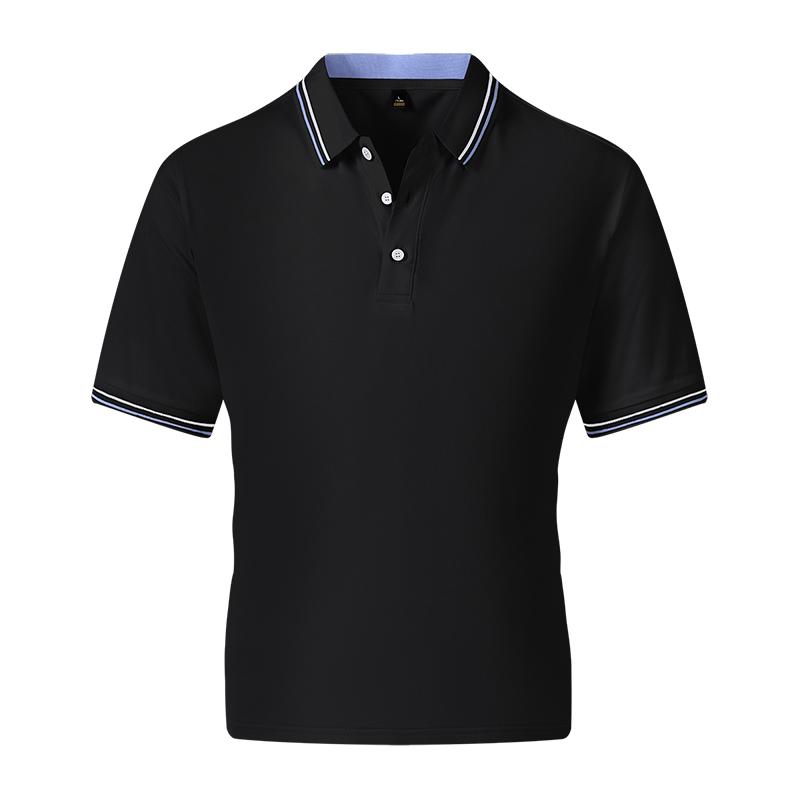 Men s White Contrast Striped Collar Cuff Short Sleeve Polo Shirt M чёрный