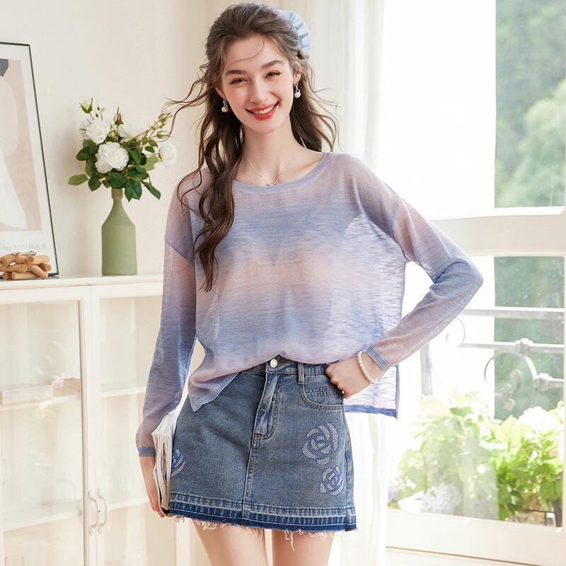 

Women s Sweet Gradient Long Sleeve Knit Sweater L