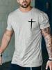 Simplicity Handwriting Cross Print Clothes Men Loose Oversized T-Shirt Summer Cotton Loose Short Sleeve Casual T-Shirts Tee