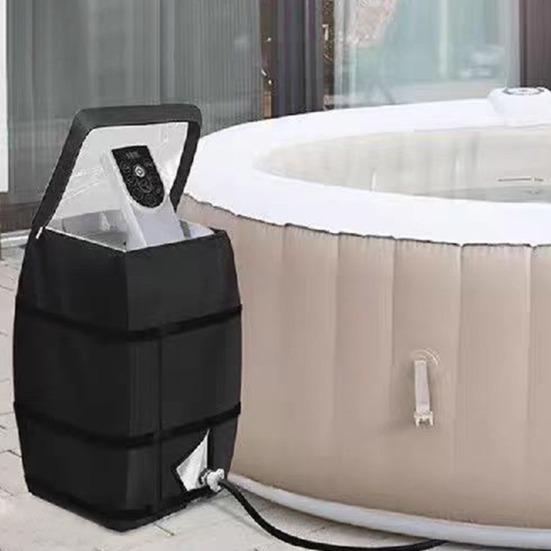 Hot Tub Spa Heater Pump Cover Inflatable Hot Tub Insulated Pump Cover with Zipper Opening And Transparent PVC Top Window for Most Spa Heater Pumps