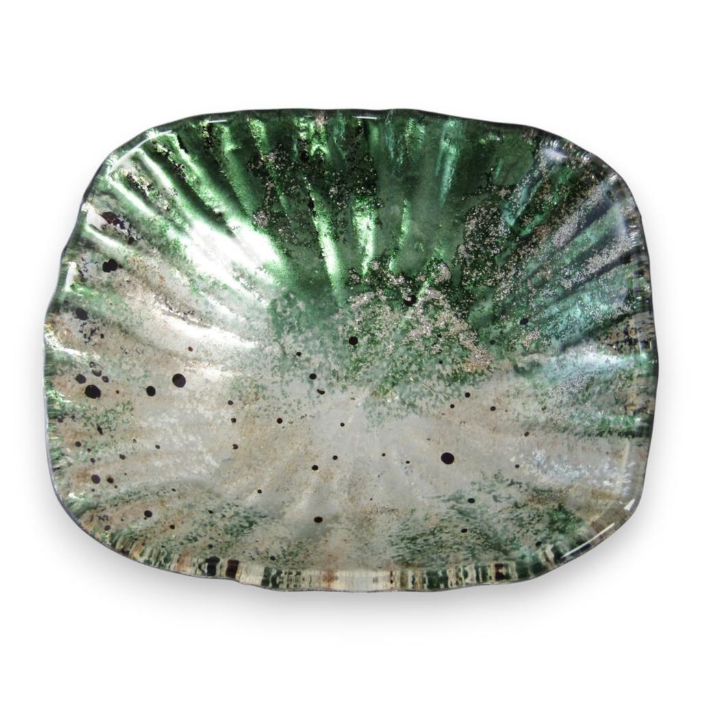 14cm Oval Glass Dinner Green and by Sairan J-kitchens Plate, Medium, Gold,