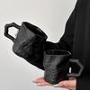 Irregular Rock Handle Glacial Pattern Glass Mug High Value Drink Cup Niche Cold Beverage