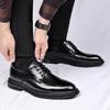 Business-Kleid Lederschuhe Herbst und Winter Schwarze Schnürschuhe Glänzend Bräutigam Hochzeitsschuhe Britische lässige Anzugschuhe