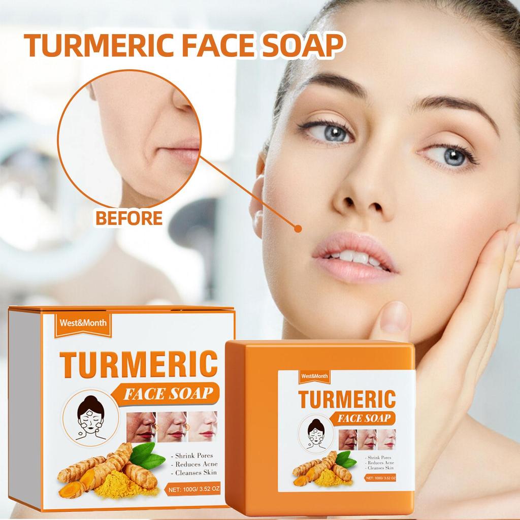 100g Turmeric Face Soap Facial Repair Gentle Cleansing Blemish Reduction Smoothing Fine Lines Cleansing Soap