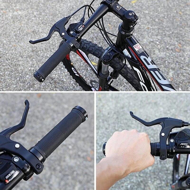 Bicycle Rubber Grips Alloy Lock Non-Slip Rubber Bicycle Handlebar Grips Double Aluminum Lock On Locking Bicycle Handlebar Grips