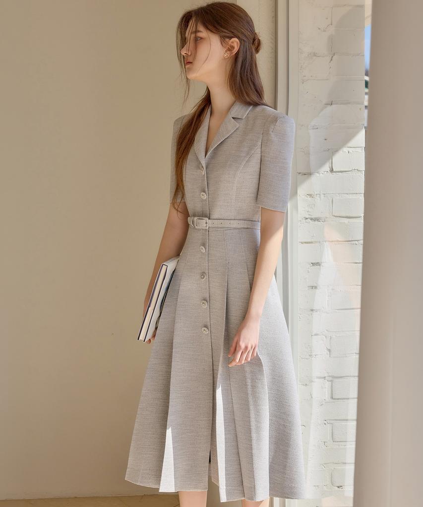 Julie And Kara 26Ss Calla141 Shebigins Giselle Tweed Dress Heather Black