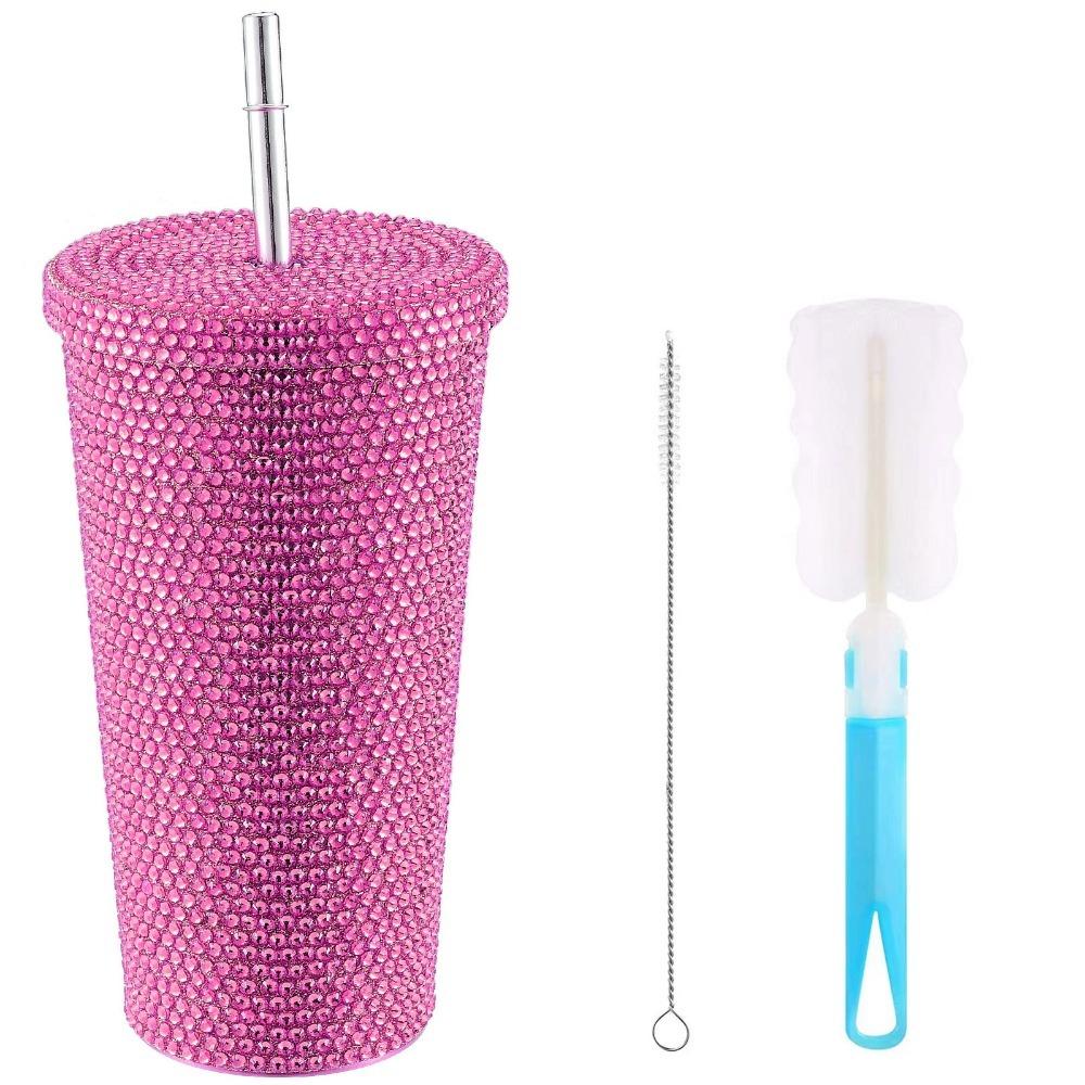 Rustless Steel Tube Cup Rhinestone Decoration Drinking Tumbler Rhinestone Decor Water Mug Party
