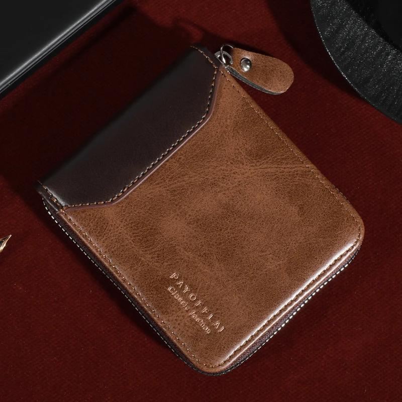 

1 шт. Премиум ретро короткий кошелек для мужчин - стильный многофункциональный кошелек из искусственной кожи на молнии - прочный, компактный и безопасный, идеальный подарок