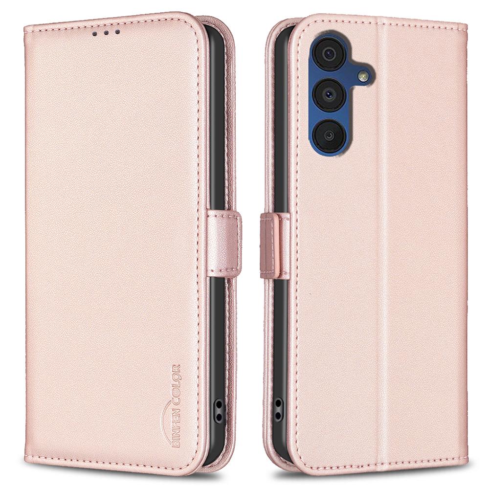 

BINFEN COLOR BF31 For Samsung Galaxy A15 5G Case with Wallet Stand PU Leather Flip Phone Cover Pink