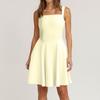 Women's Spring Summer Casual Square Neck Solid Colour Dress  Sleeveless Dresses