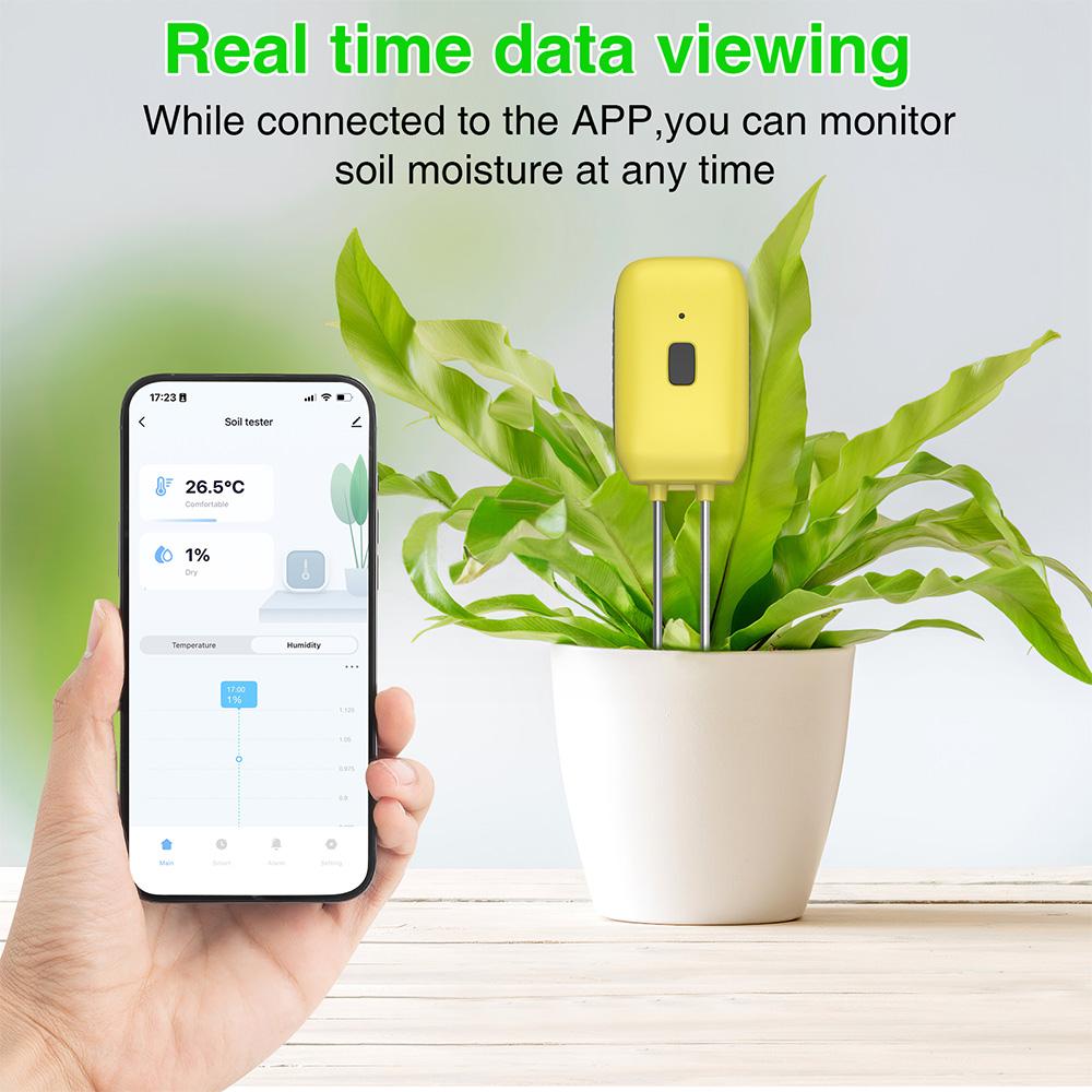 Soil Moisture Meter Smart Plant Water Sensor Temperature and Humidity Alarm Outdoor IPX5 Waterproof Dual needle Soil