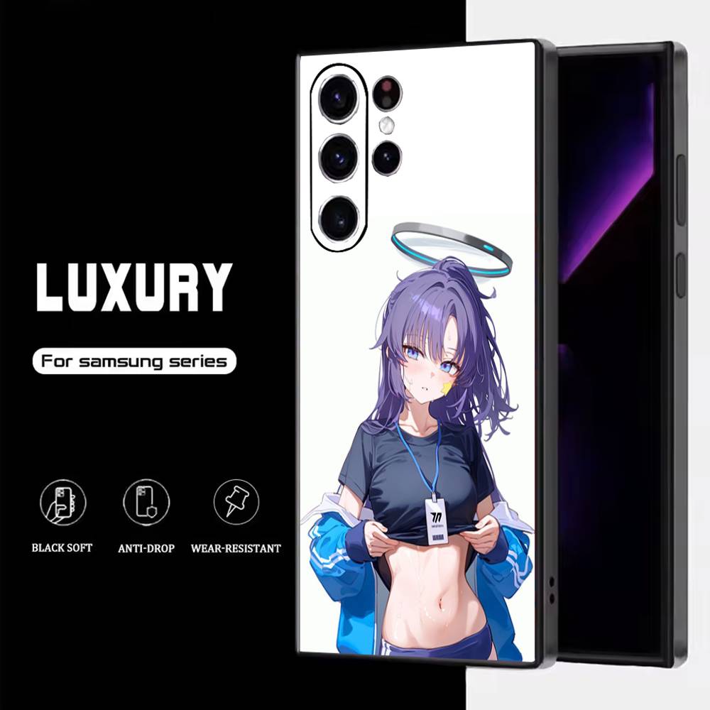 

Hayase Yuuka Blue A-Archive Phone Case For Samsung S25,S24,S23,S22,S21,S20,S10,Ultra,Plus,Lite,FE,Soft Silicone Black Cover Samsung S21 s305G