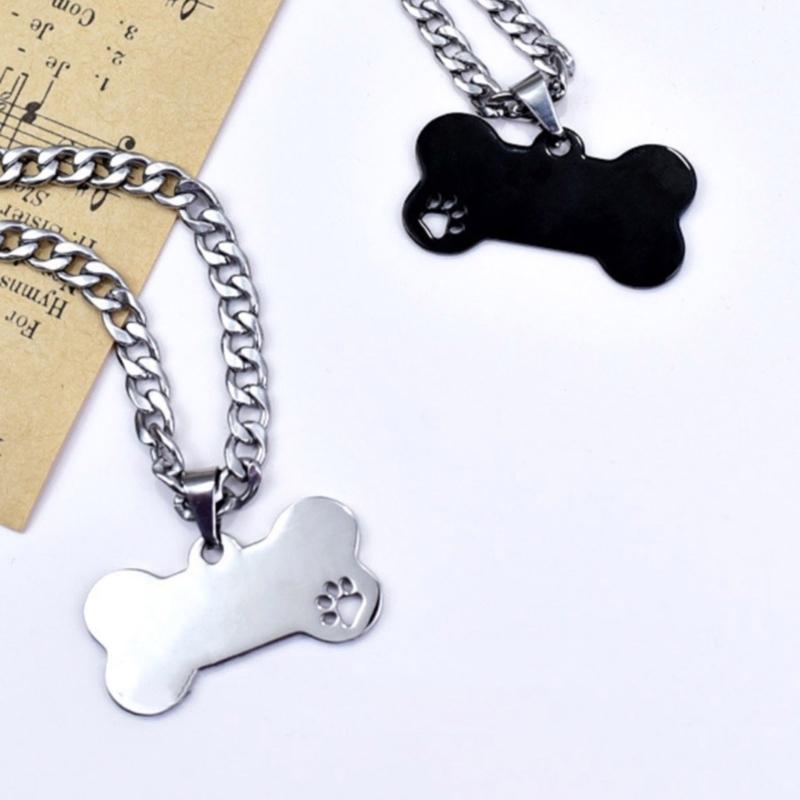 Dog Footprints Bone Pendant Necklace Clavicle Chain Necklace Simple Choker Thick Chain Necklace Jewelry for Women Men