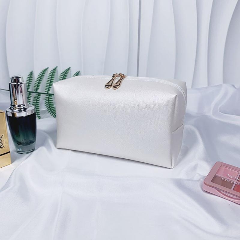 Dopaminová kožená kosmetická taška na úschovu make-upu, osmihranná malá čtvercová taška, jednoduchá jednobarevná dárková kosmetická taška