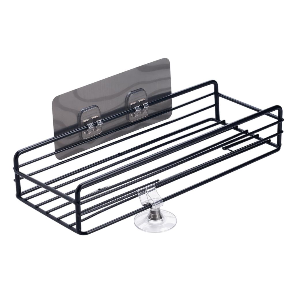 Metal Wall Mounted Bathroom Storage Rack Shower Caddy Organizer Shelf for Shampoo Soap Holder with Adhesive Hook for Easy Installation