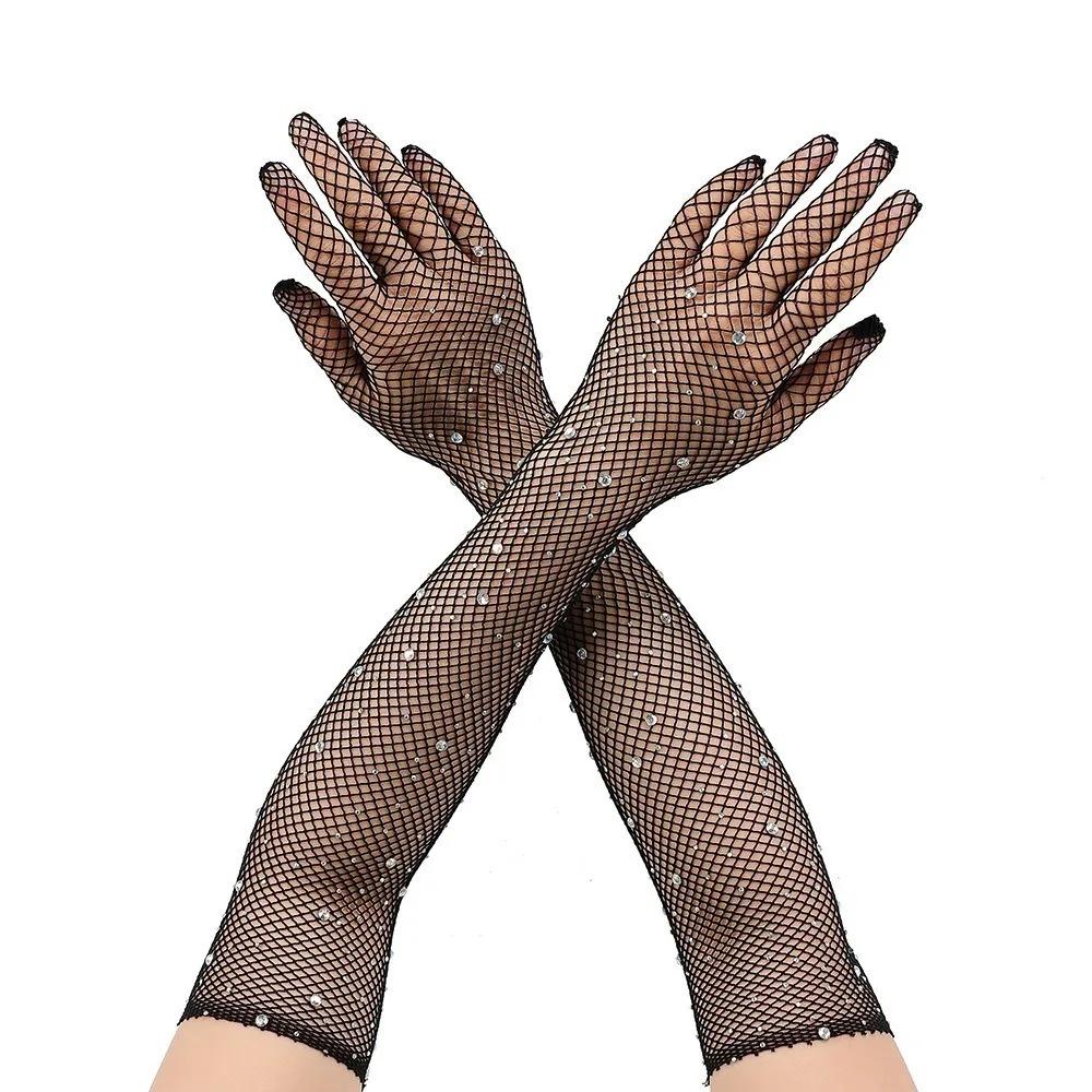 Zomer Dun Gaas Lange Transparante Handschoenen Volle Vinger Naadloze Wanten Zonbescherming Lange Doorzichtige Handschoenen Accessoires