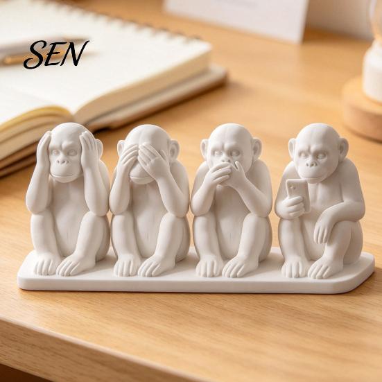 Artistic Collectible Animal Statues 3D Printed Orangutan Ornament, Modern Desktop Gorilla Figurine, Creative Monkey Statue with No for Office