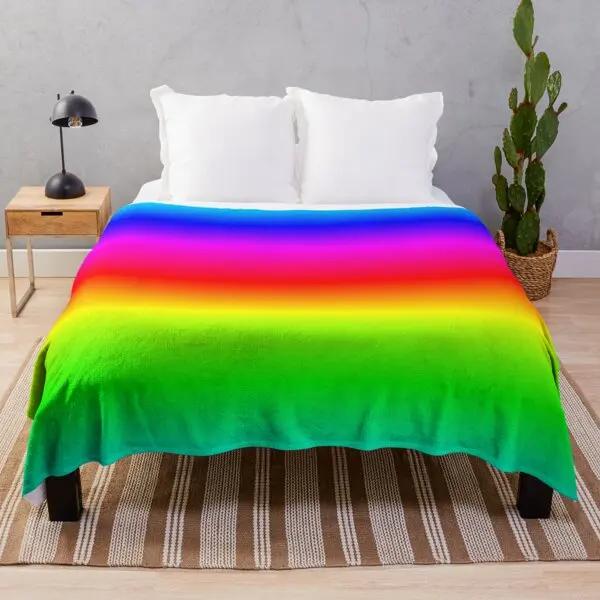 Rainbow Gradient Throw Blanket Colourful Stripe Pattern King Queen Size Super Soft Lightweight Warm for Living Room Couch Sofa