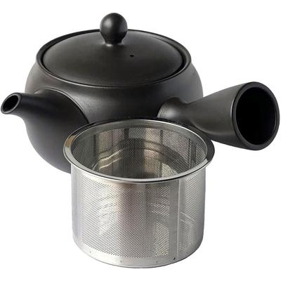 Tokoname Ware Teapot 310ml Black Clay with Super Stainless Steel Tea Strainer