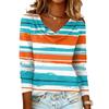 Ladies' Striped Printed Casual and Fashionable Long Sleeved Pullover Top