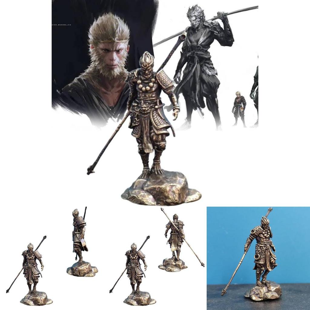 Stunning Black Wukong Mini Statue Crafted From Durable Copper For Collectors
