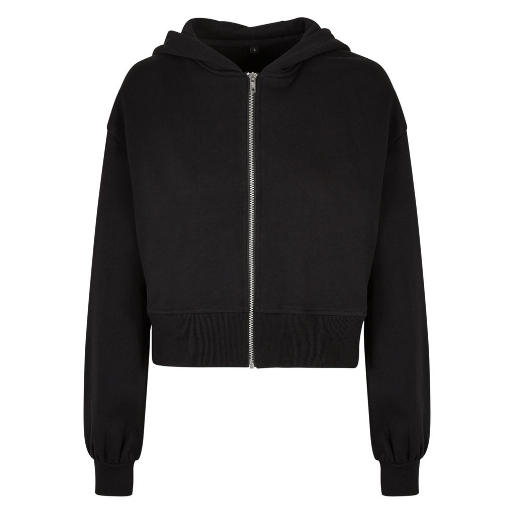 Baue deine Marke Damen/Damen Kurzer übergroßer Full-Zip-Hoodie