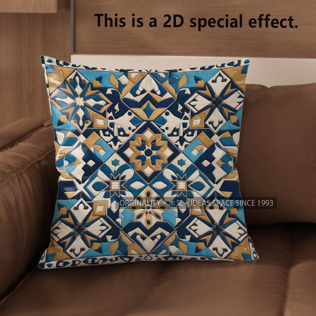 2D Exquisite Geometric Patterned Decorative Cushion Covers Pattern Cushion Cover Suitable For Sofa Bedroom Car Pillow Cover