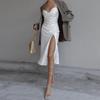 Elegant Bodycon Sexy Women's Dress for Women 2022 Summer Off Shoulder Jacquard Split Up Club Party Evening Night Dresses Woman