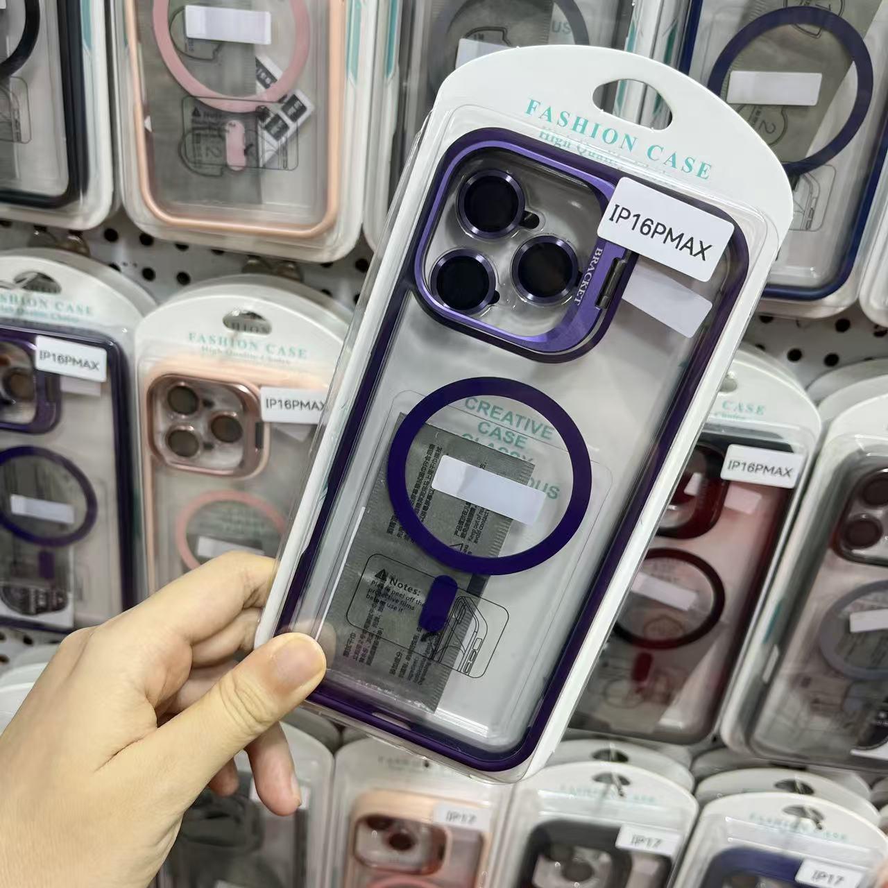 

iPhone17 Pro Max Magnetic Frosted Anti-Drop Lens Stand Case for iPhone 15/16 iPhone 11 Pro Max