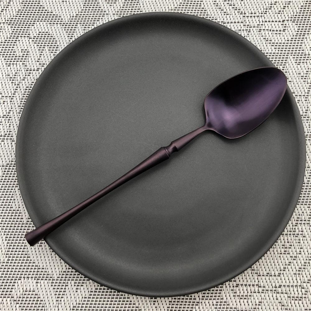 Purple Cutlery Stainless St Steel Matte Polishing Black Dinnerware Set Tableware Dinner Knife Fork Soup Kitchen Accessories