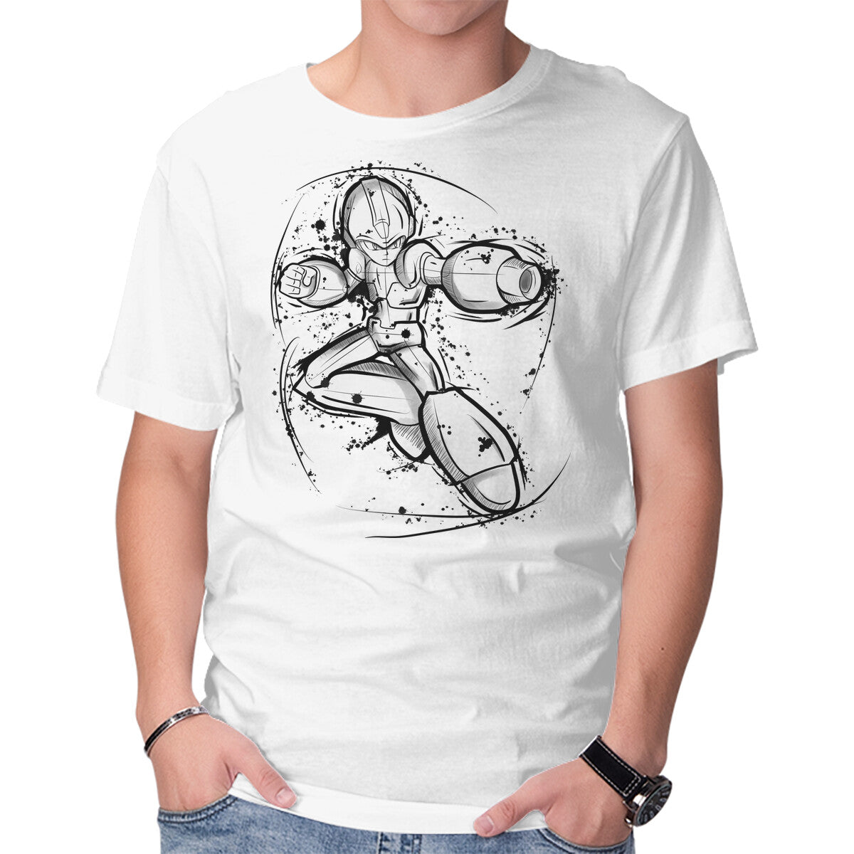 Unisex Crew Neck T-Shirt Mega Sketch Graphic Short Sleeve Casual Tee XXL