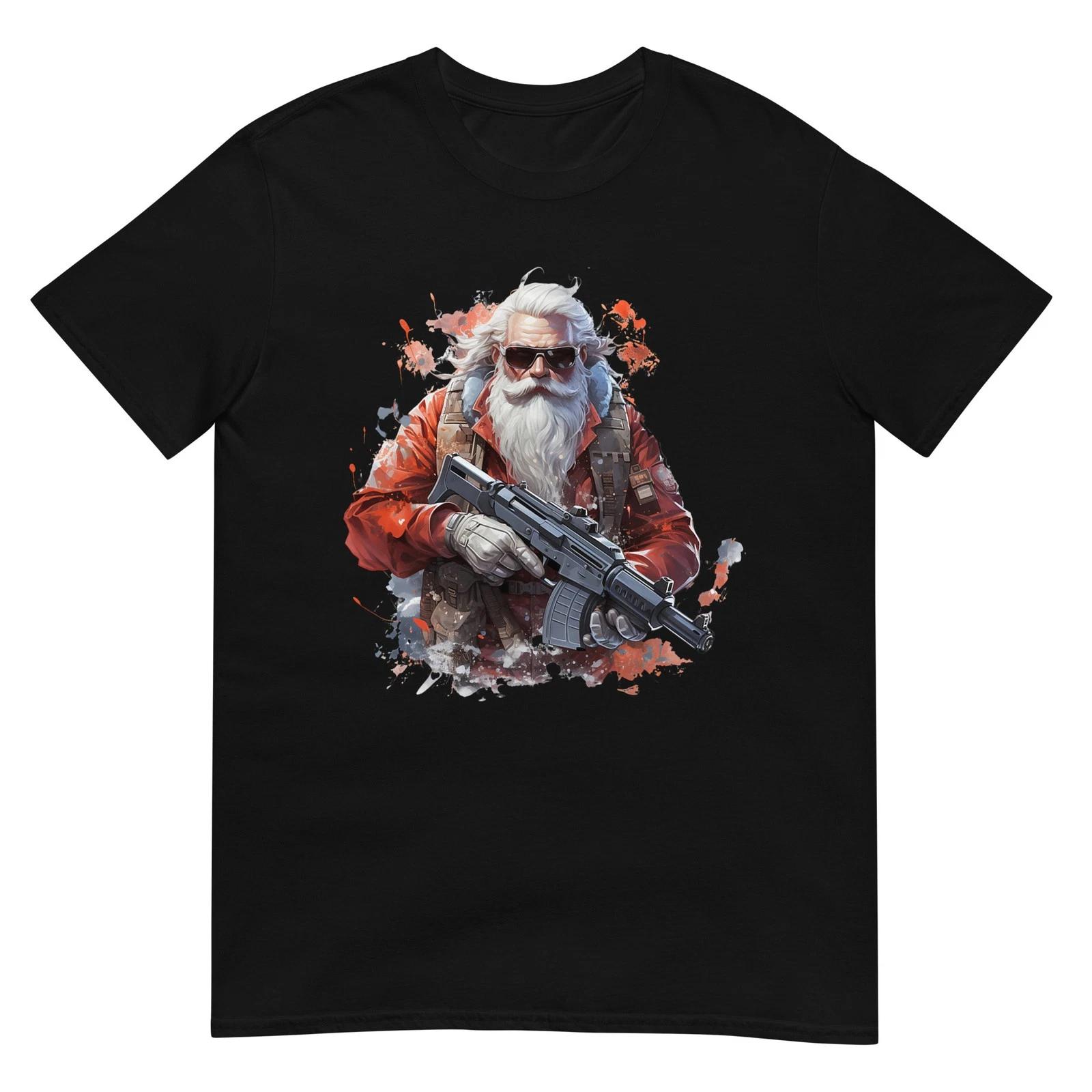 Santa Claus with a machine gun for gun lovers T-Shirt L