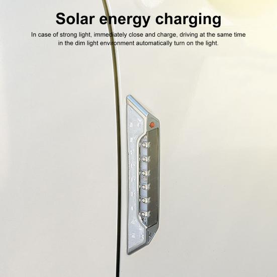Car Reflective Tape Solar Powered Strong Stickiness Self-adhesive Long Time Use Multi-function Anti Collision Waterproof Wireless Car Door LED