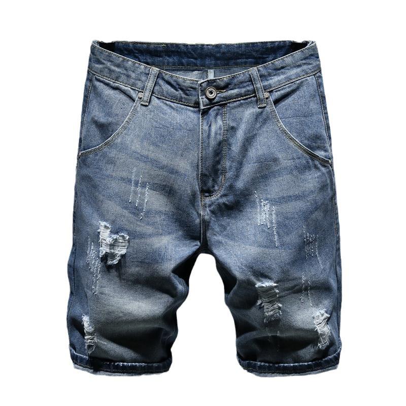 Pánské trendy roztrhané džínové šortky v japonském stylu s mnoha kapsami – letní volný střih