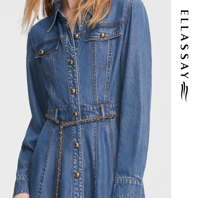 ELLASSAY Women's Lyocell Denim A-Line Midi Dress