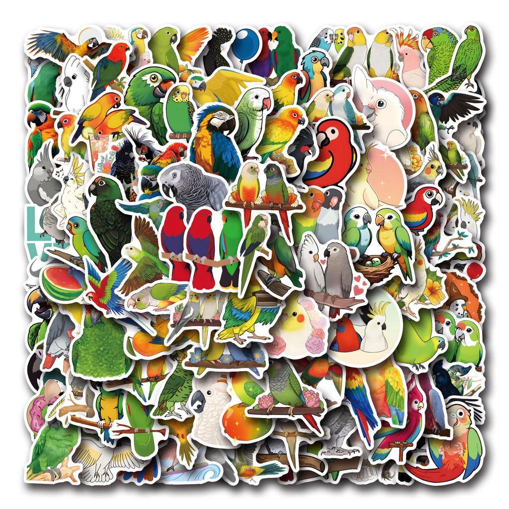 55pcs Cartoon Animal Parrot Stickers for Water Bottles, Planners, Laptops, and Stationery. Waterproof Graffiti Decals.